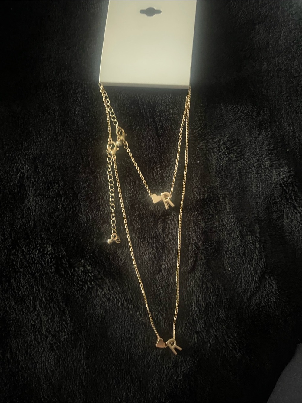 Necklace & Bracelet-Gold Initial 'R' w/ Heart-charm Jewelry set (on34th)